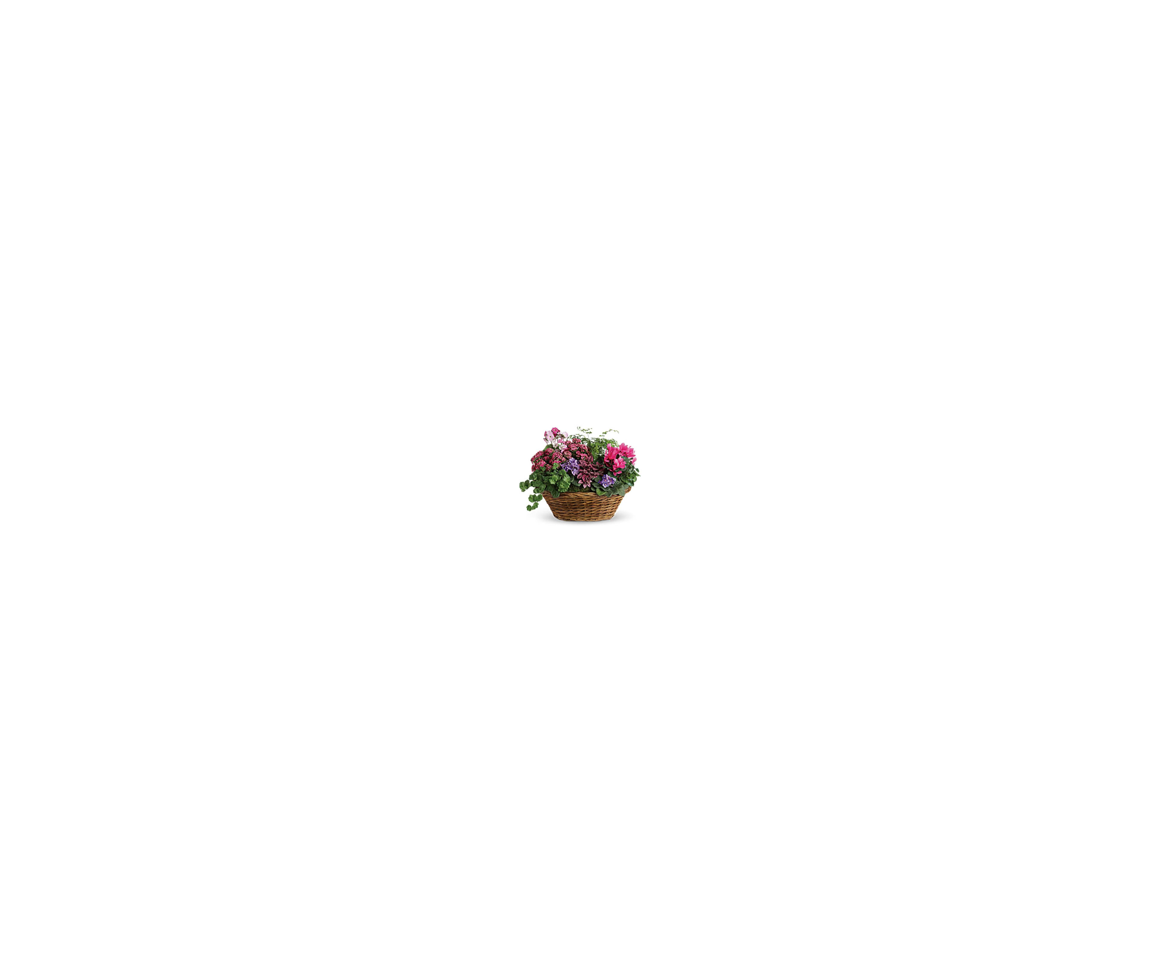 A beautiful woven basket holds a variety of colorful flowers, adding charm to the indoor decor.