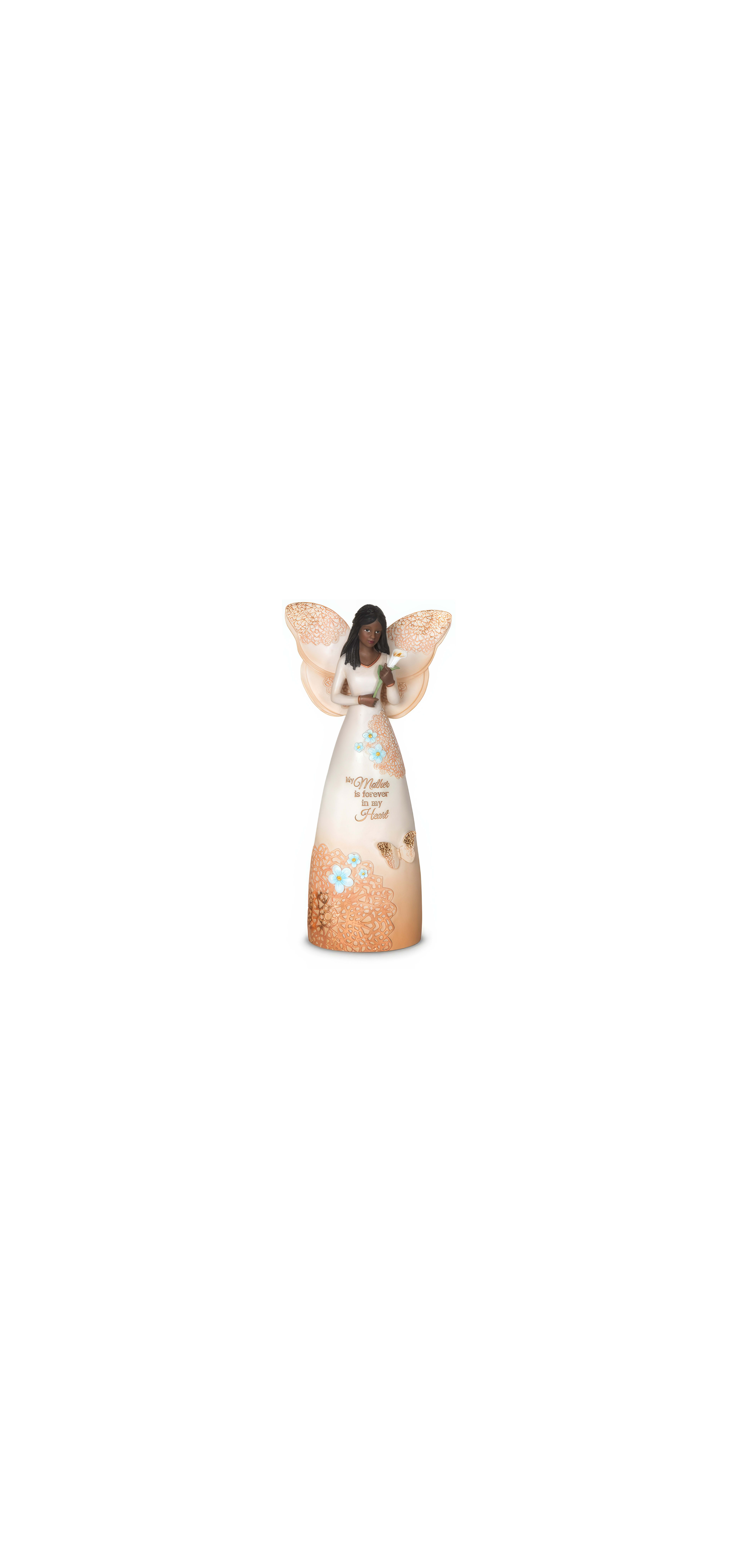 A delicate angel figurine symbolizes love for mothers with intricate detail and serenity.