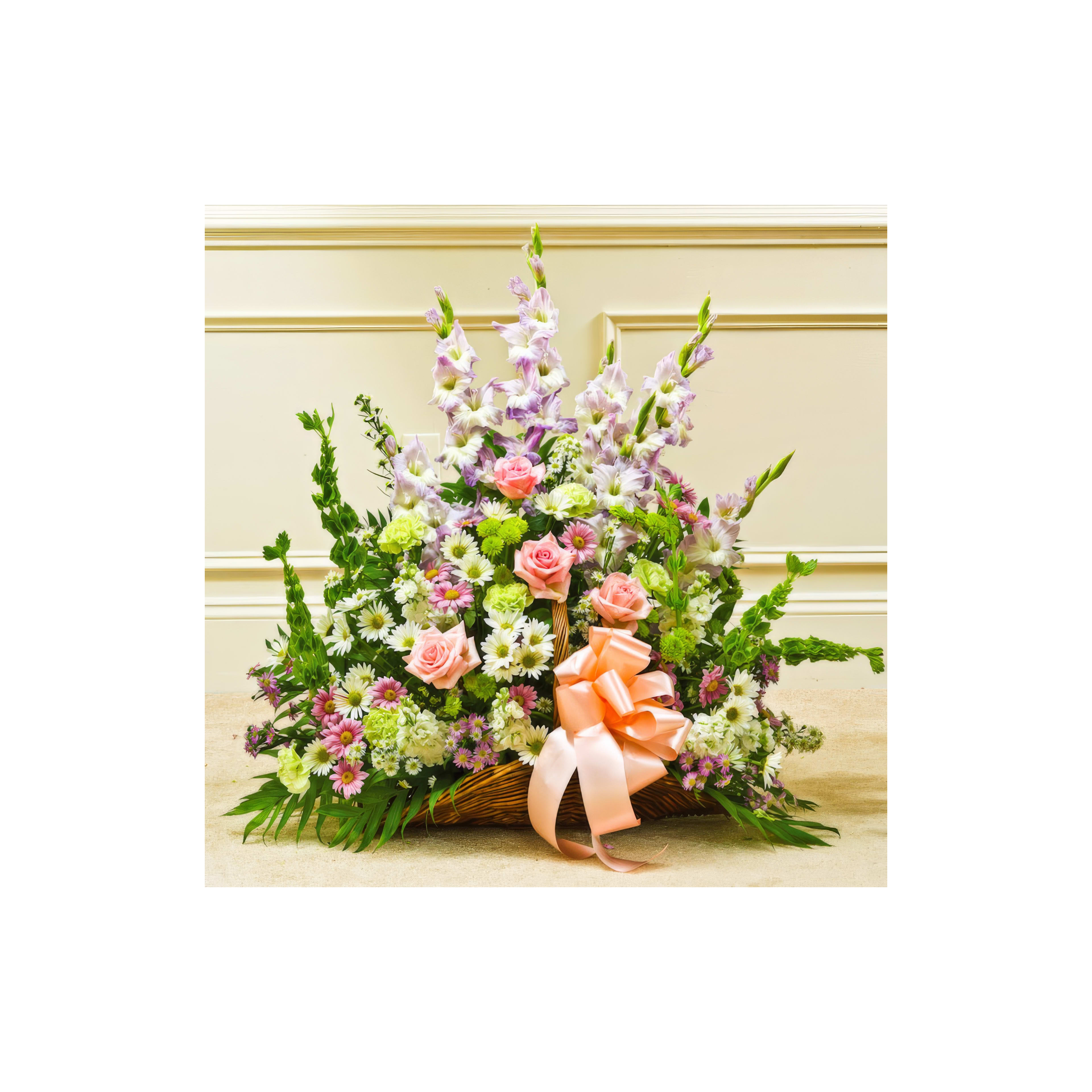 A vibrant floral display featuring roses, lilies, and daisies, perfect for celebrations.