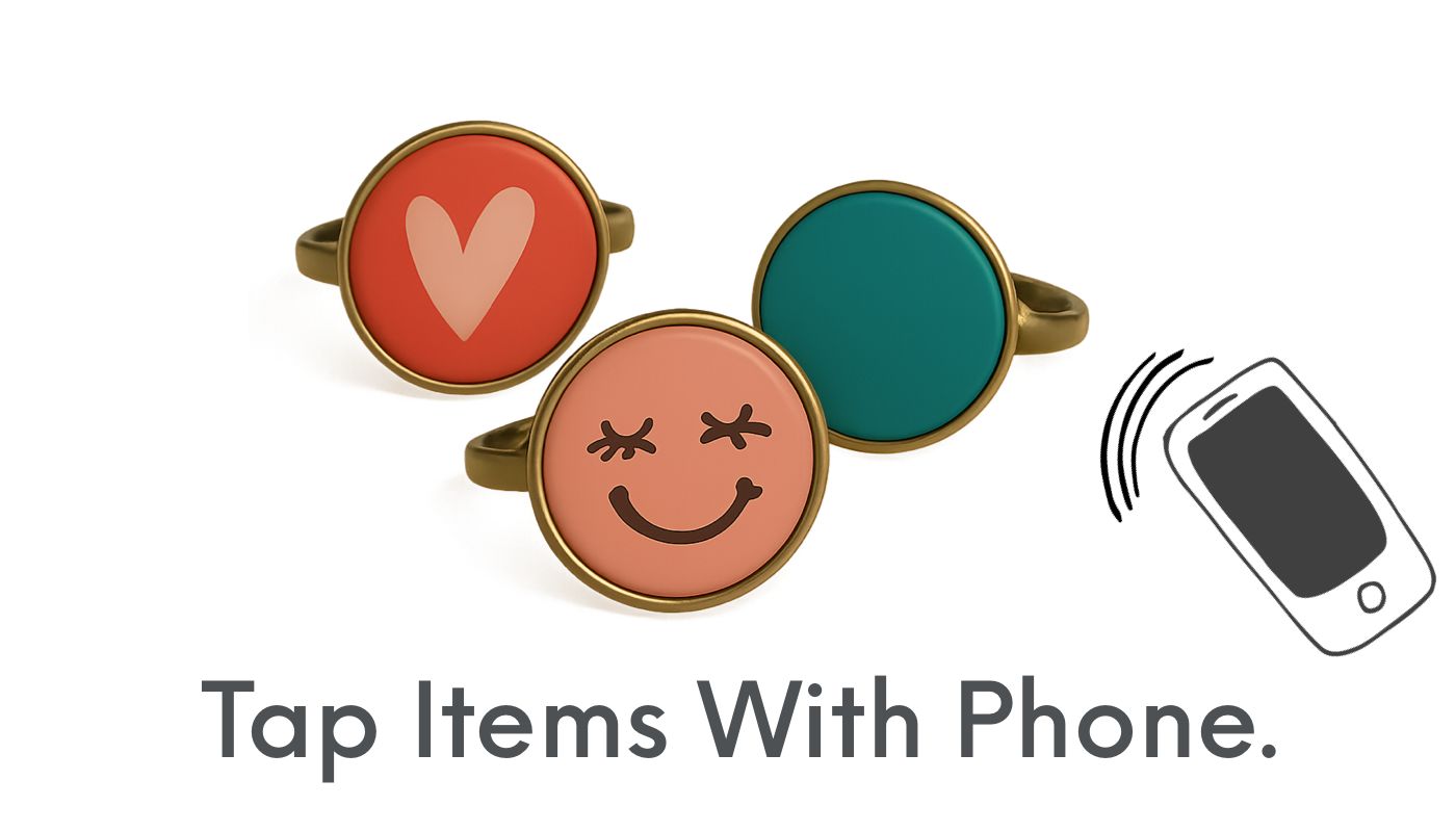 Three LoveTaps NFC rings