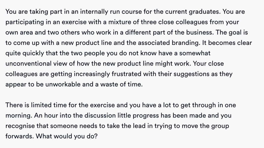 situational judgement practice question teamwork