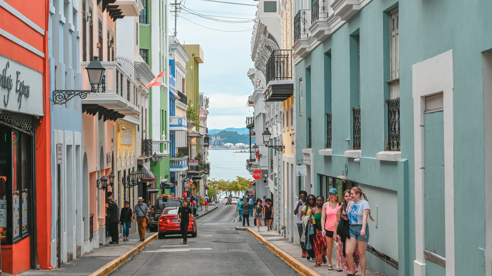 Colourful houses on a street in Old San Juan, Puerto Rico