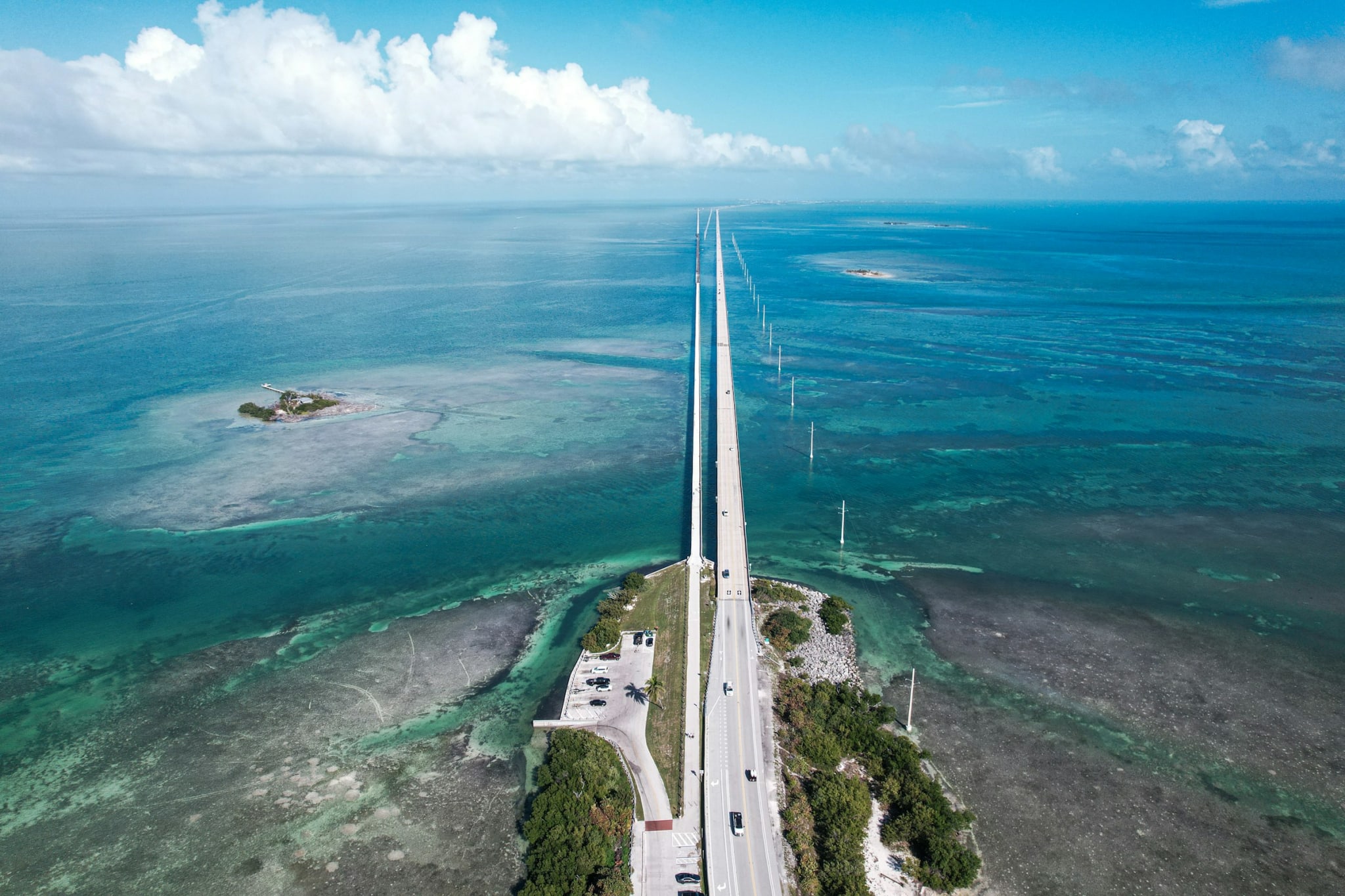 The Overseas Highway over turquoise water in the Florida Keys