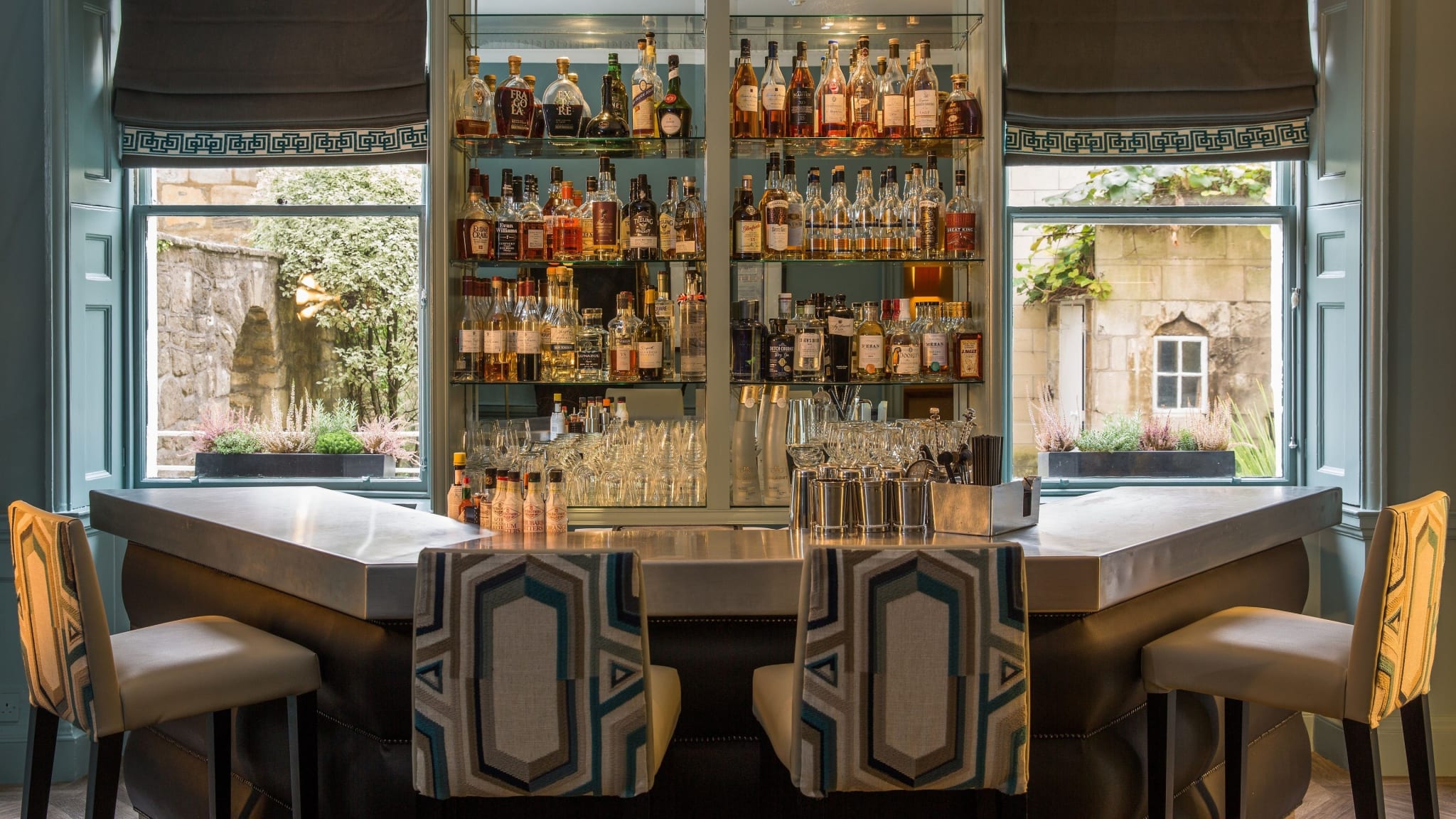 The bar at The Queensberry Hotel in Bath on a winter evening