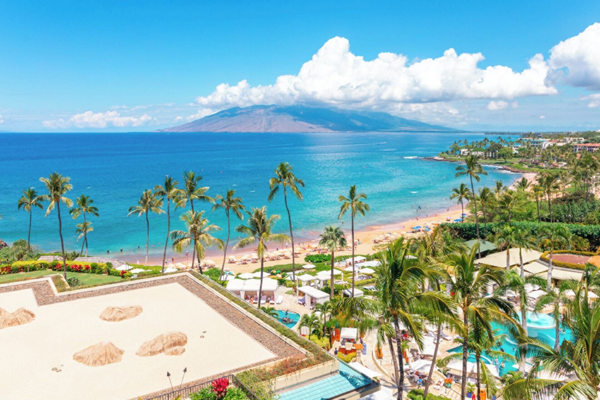 View of Wailea Beach and the ocean from Four Seasons, Maui