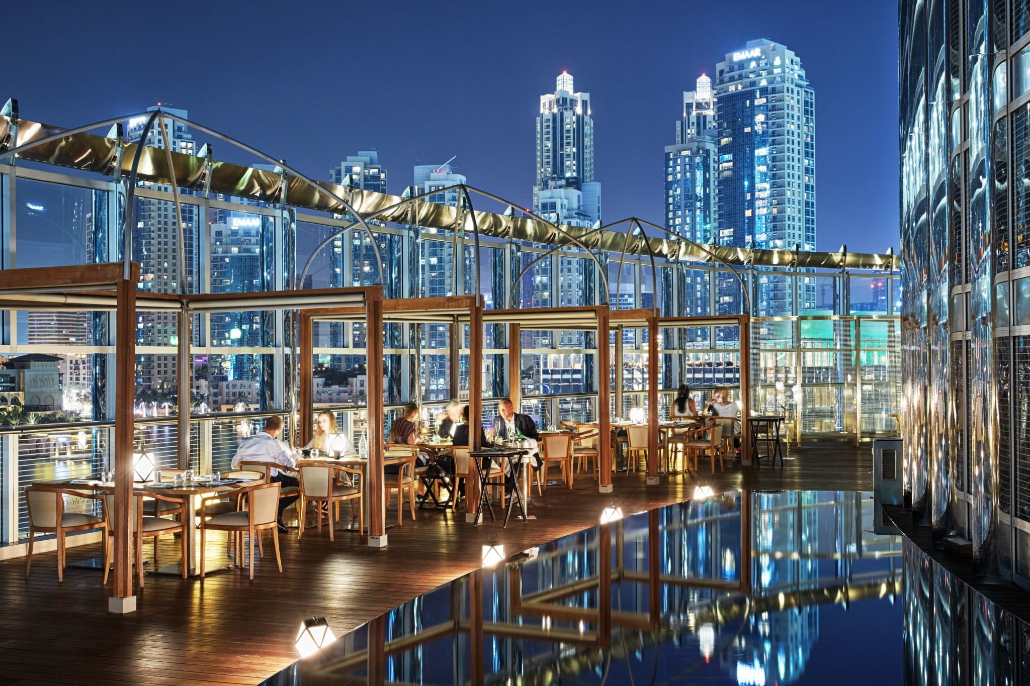 View over Dubai from the pool at Armani Hotel Dubai