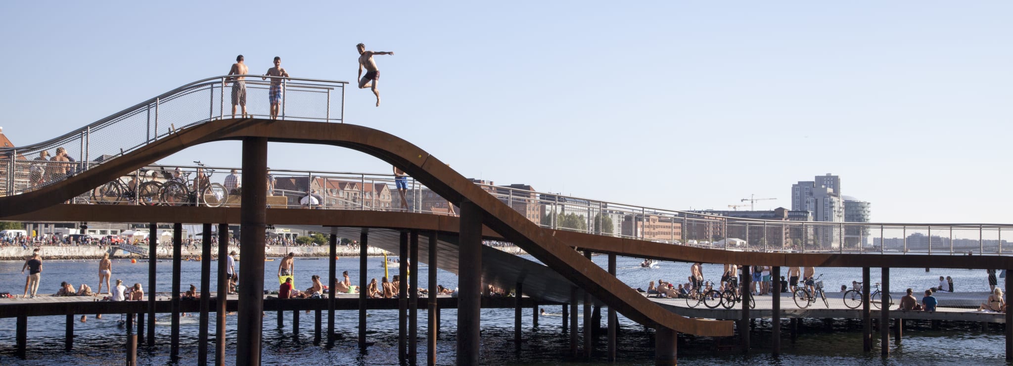 People swimming in the harbour bath in Copenhagen