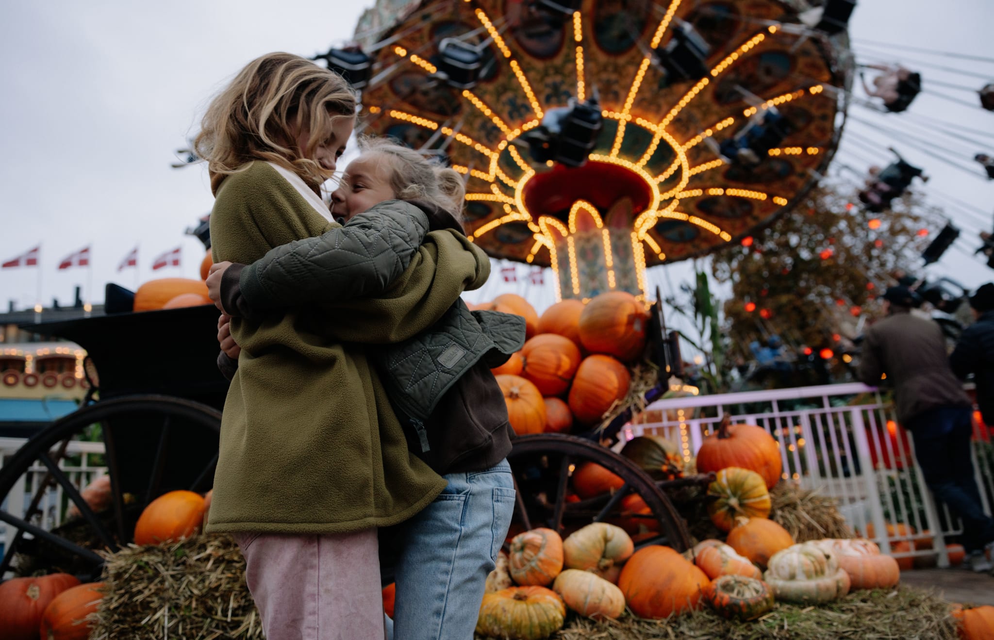 Pumpkins and lights at Tivoli Gardens in Copenhagen at Halloween