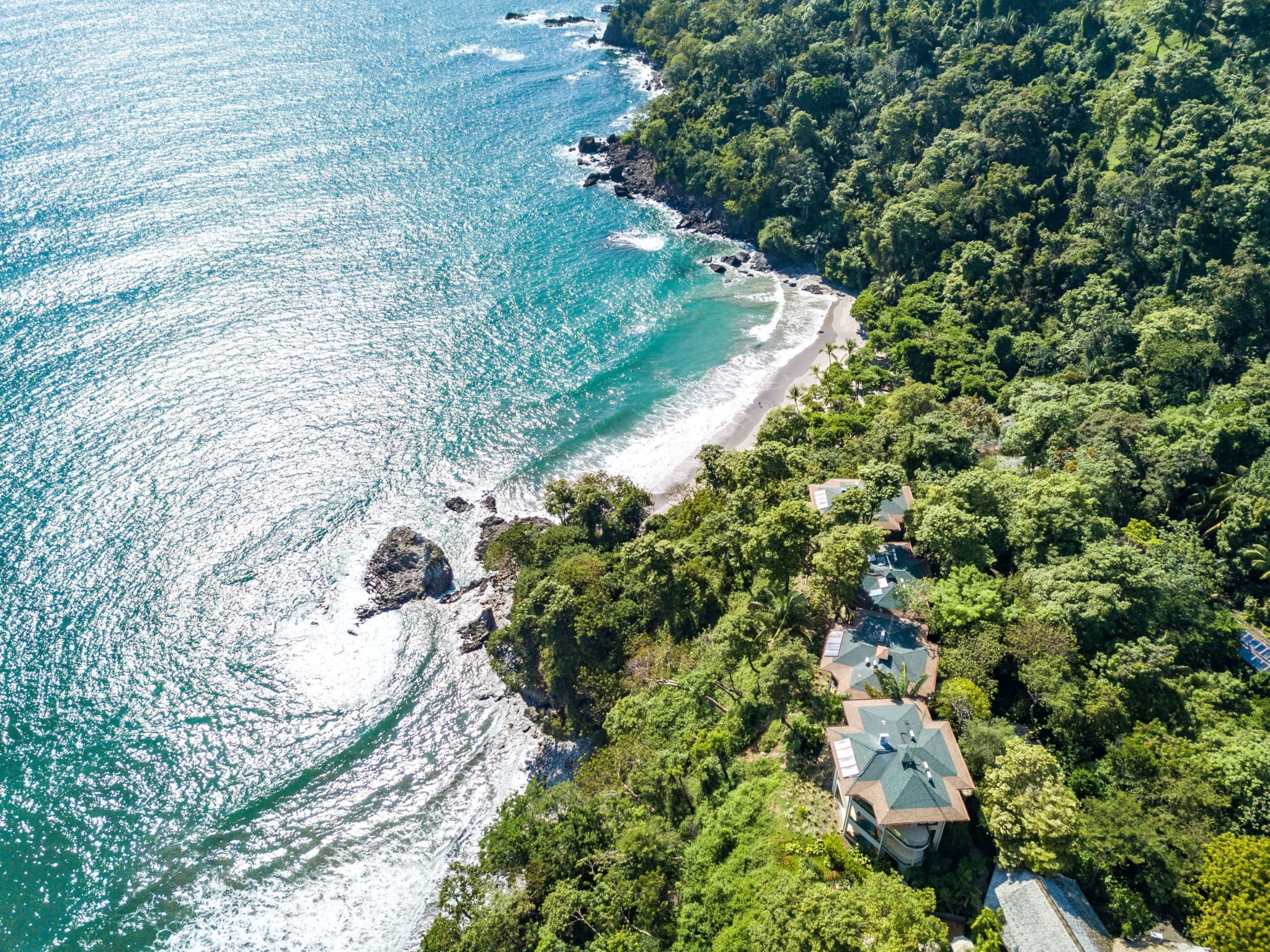 Rainforest meeting the Pacific at Manuel Antonio, Costa Rica, seen from the air