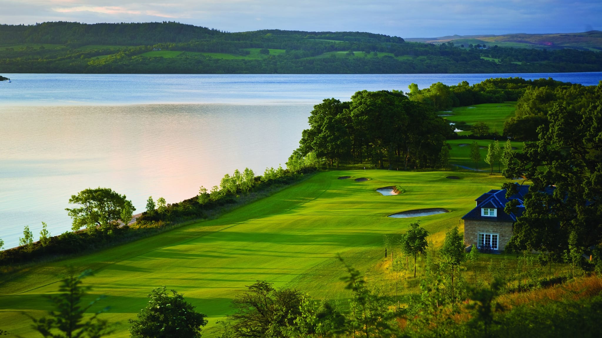 Golf course beside Loch Lomond in Scotland