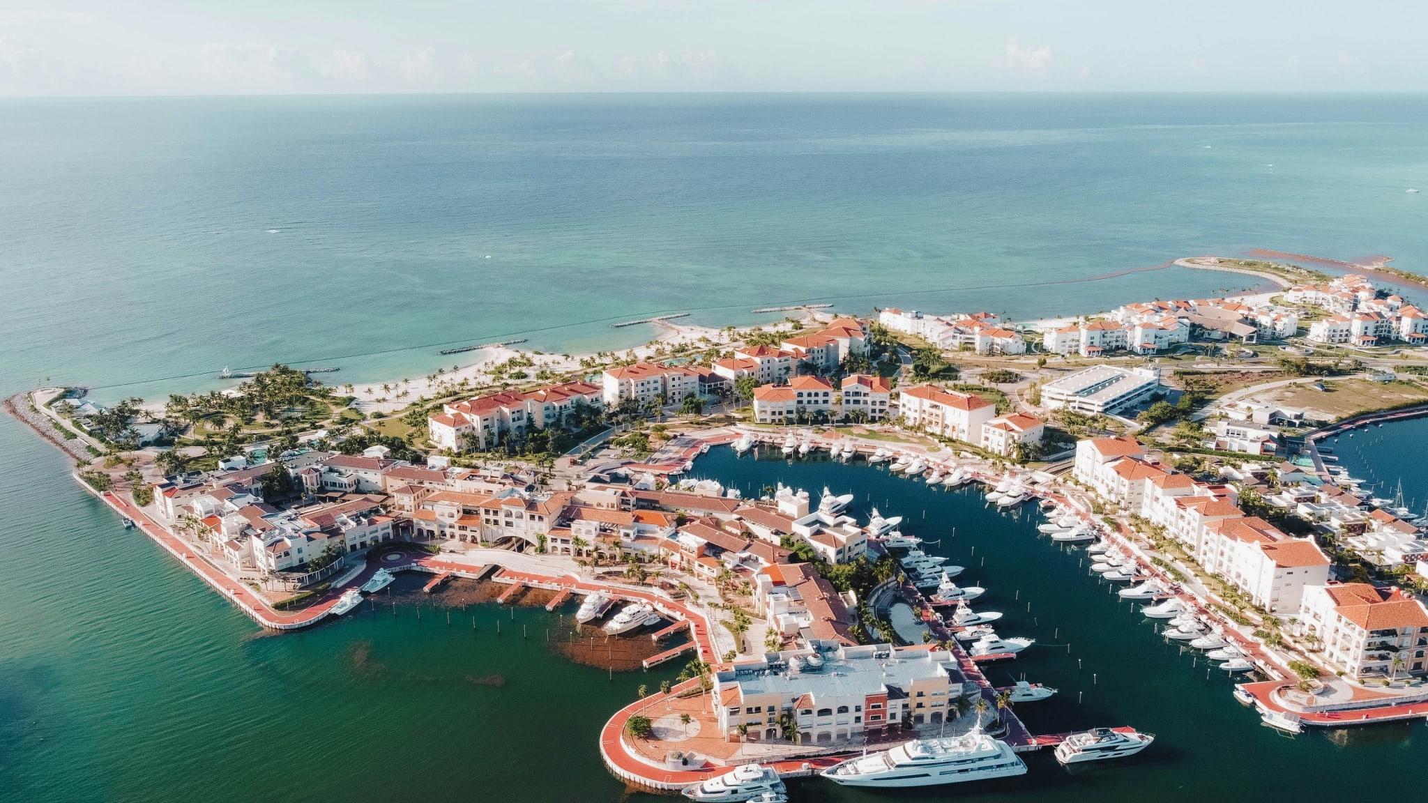 Aerial view of the marina at Cap Cana in the Dominican Republic