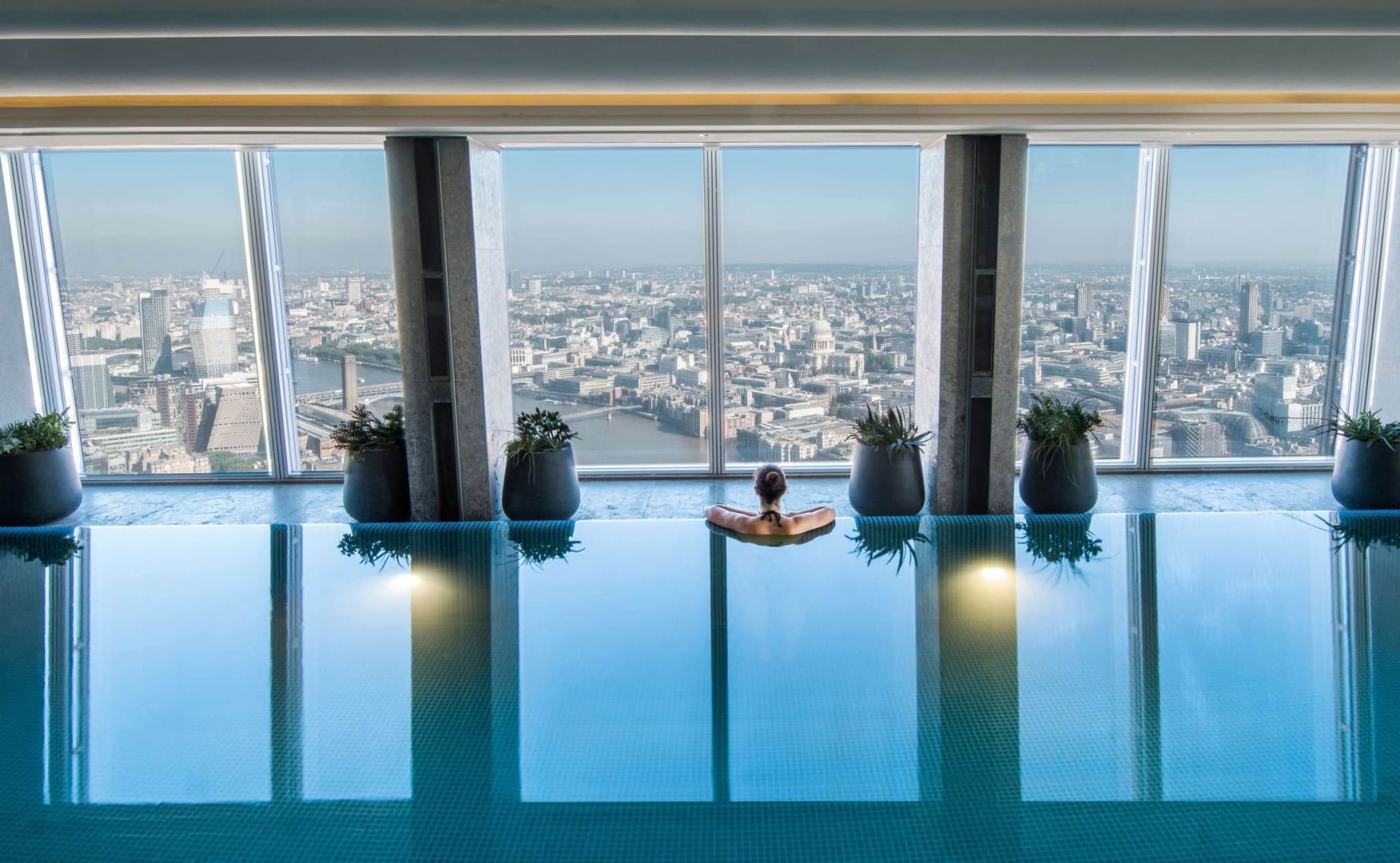 The 52nd-floor pool at Shangri-La The Shard with views over London