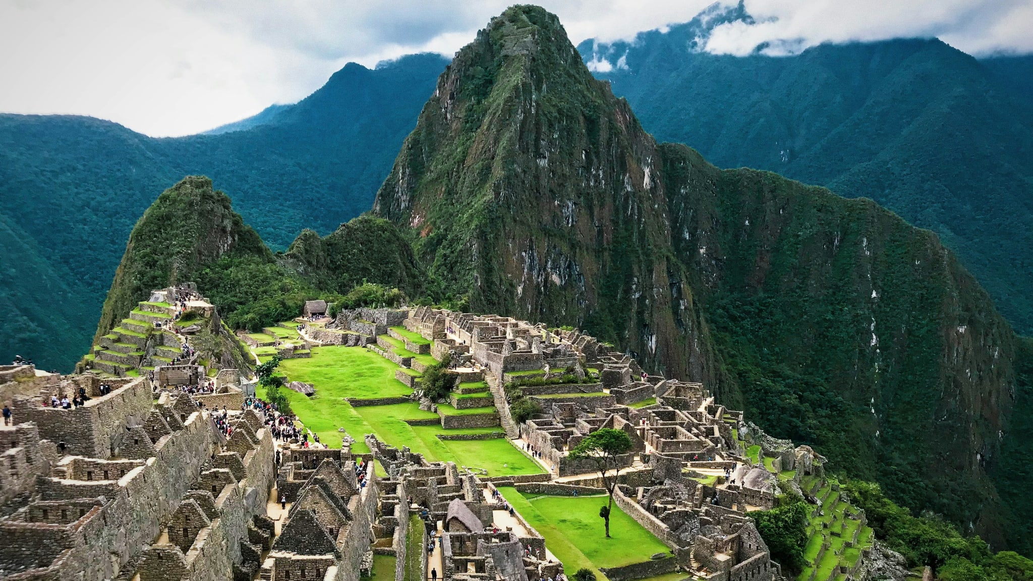 The Inca ruins of Machu Picchu with Huayna Picchu behind