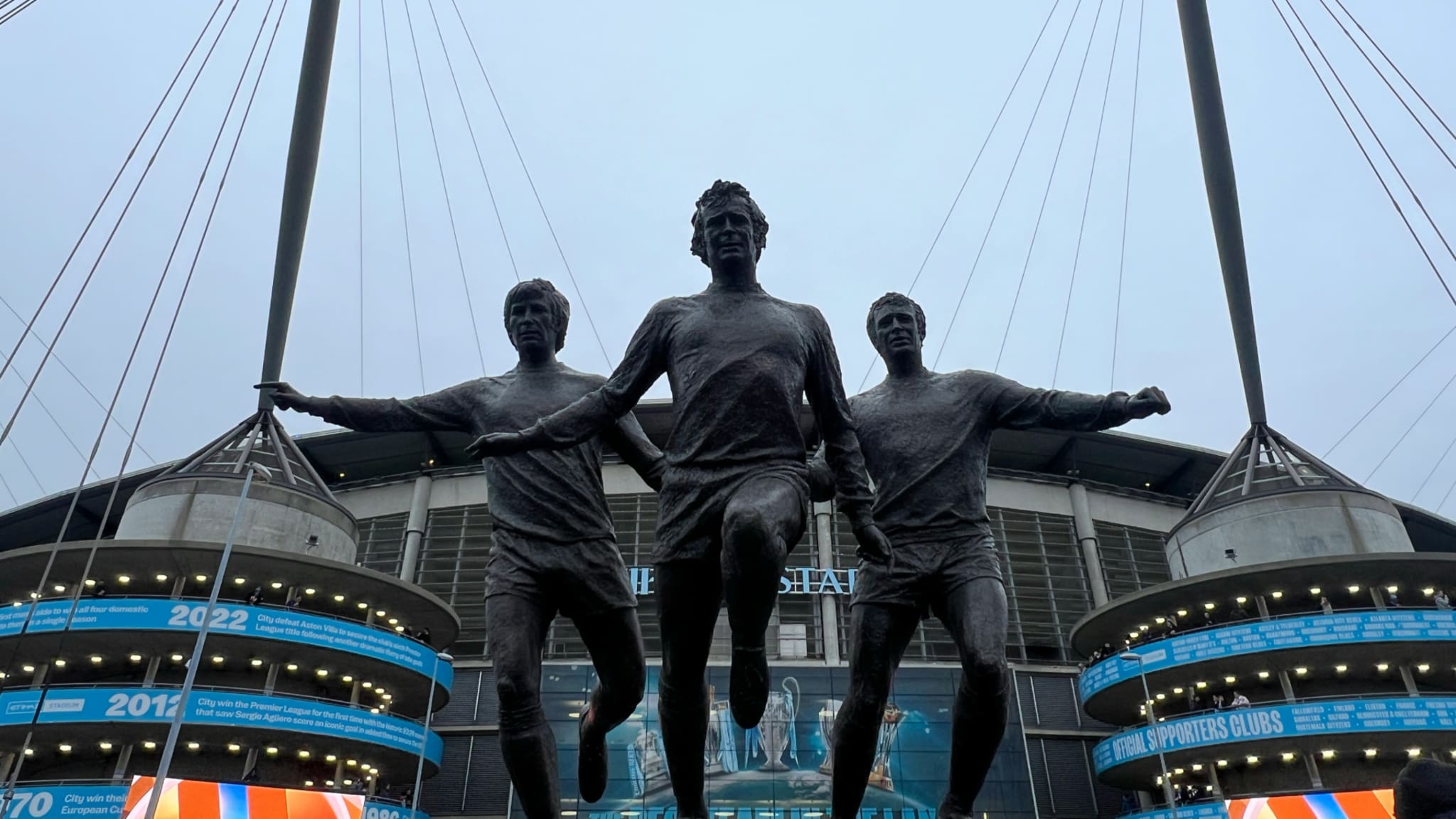 Bronze statue outside the Etihad Stadium in Manchester