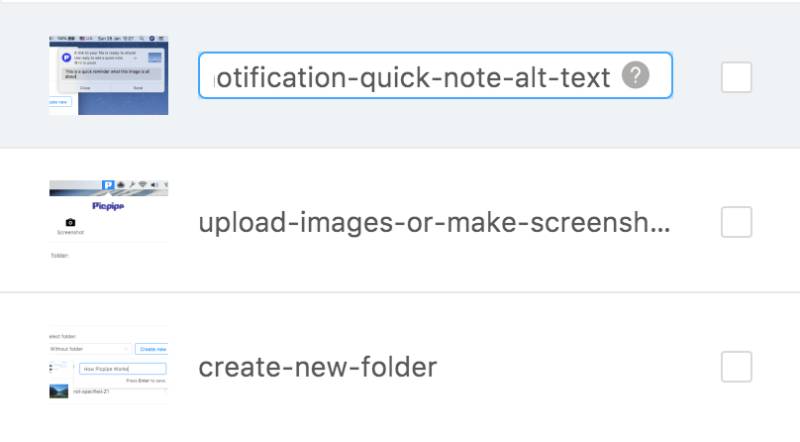 Picpipe Double-click on the image name to change the filename.