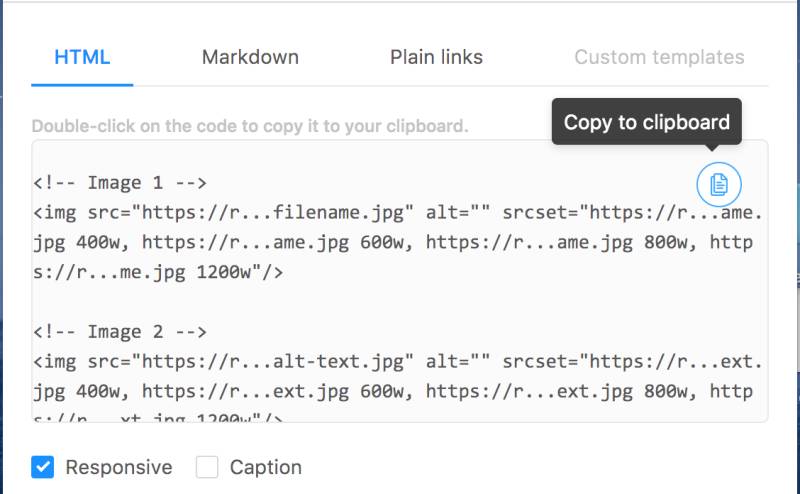 Picpipe - Export images in HTML or Markdown.