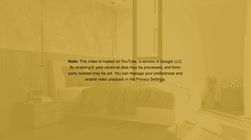 The fallback YouTube video placeholder displays a notice explaining that enabling the video may involve data processing and cookies, with instructions to adjust privacy settings.