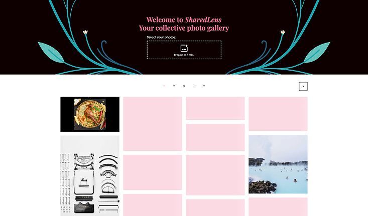 Gallery interface with skeleton placeholders indicating images are loading.