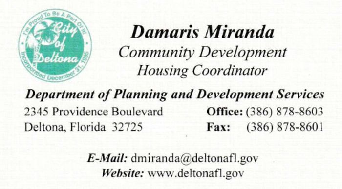 City of Deltona Community Development Housing Coordinator Damaris Miranda