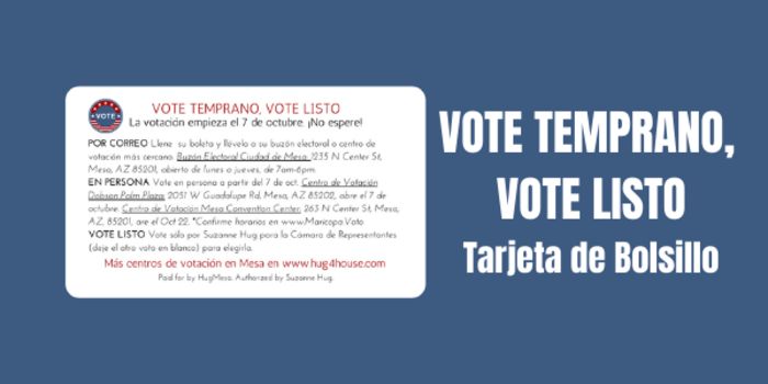 Vote temprano vote listo tarjeta de bolsillo