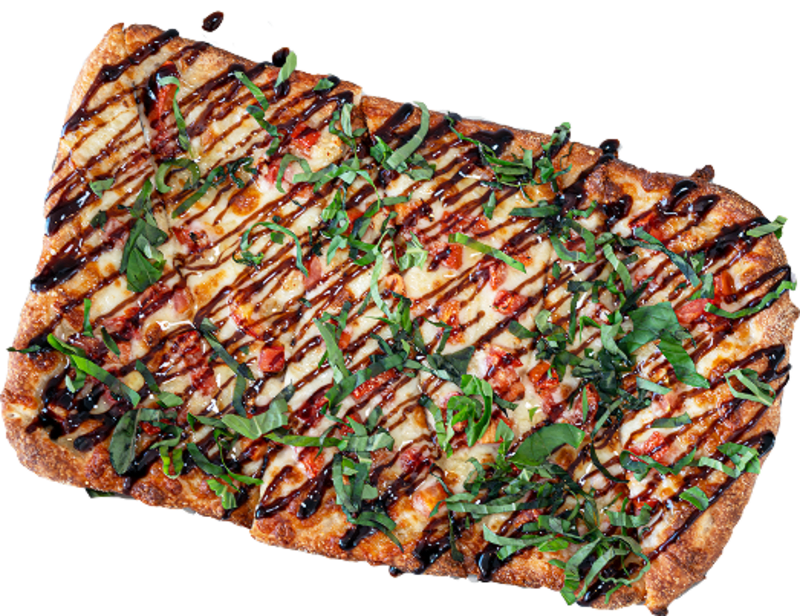 Bruschetta flatbread appetizer on plain background