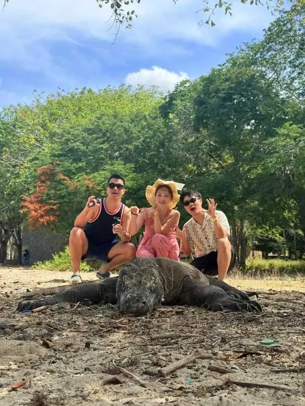 Komodo dragon walking in the wild on Komodo Island Open Trip