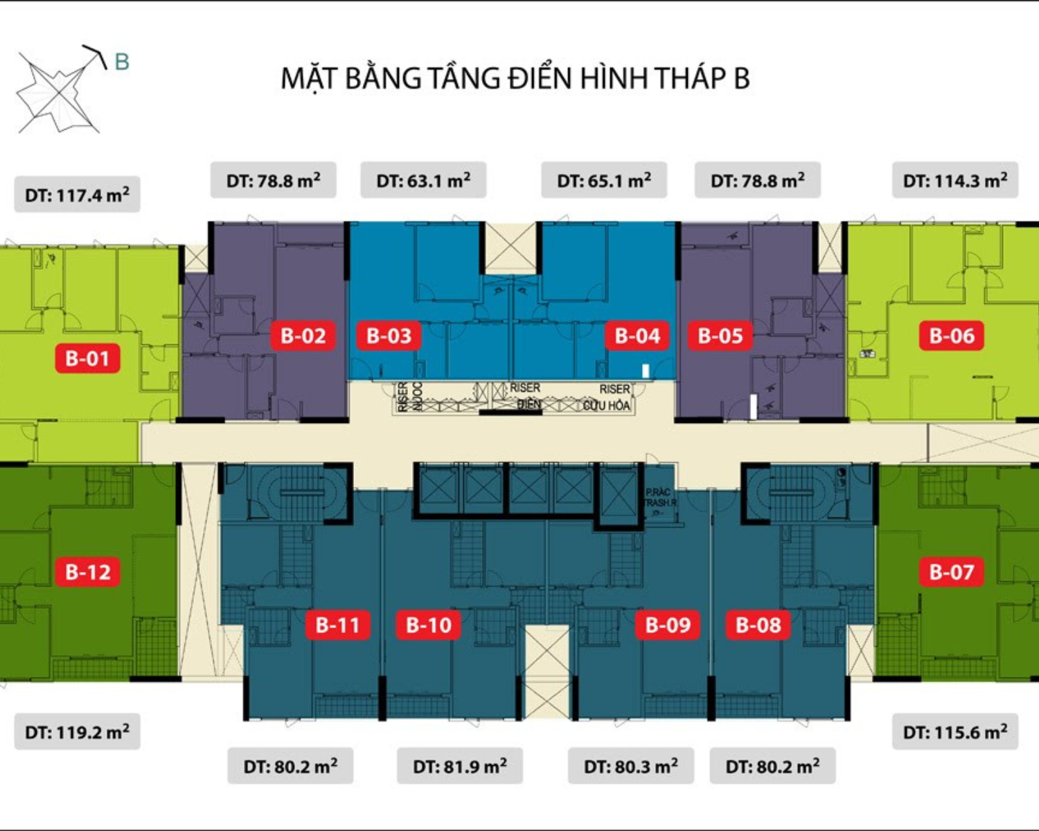 Mặt bằng tầng điển hình của tháp B