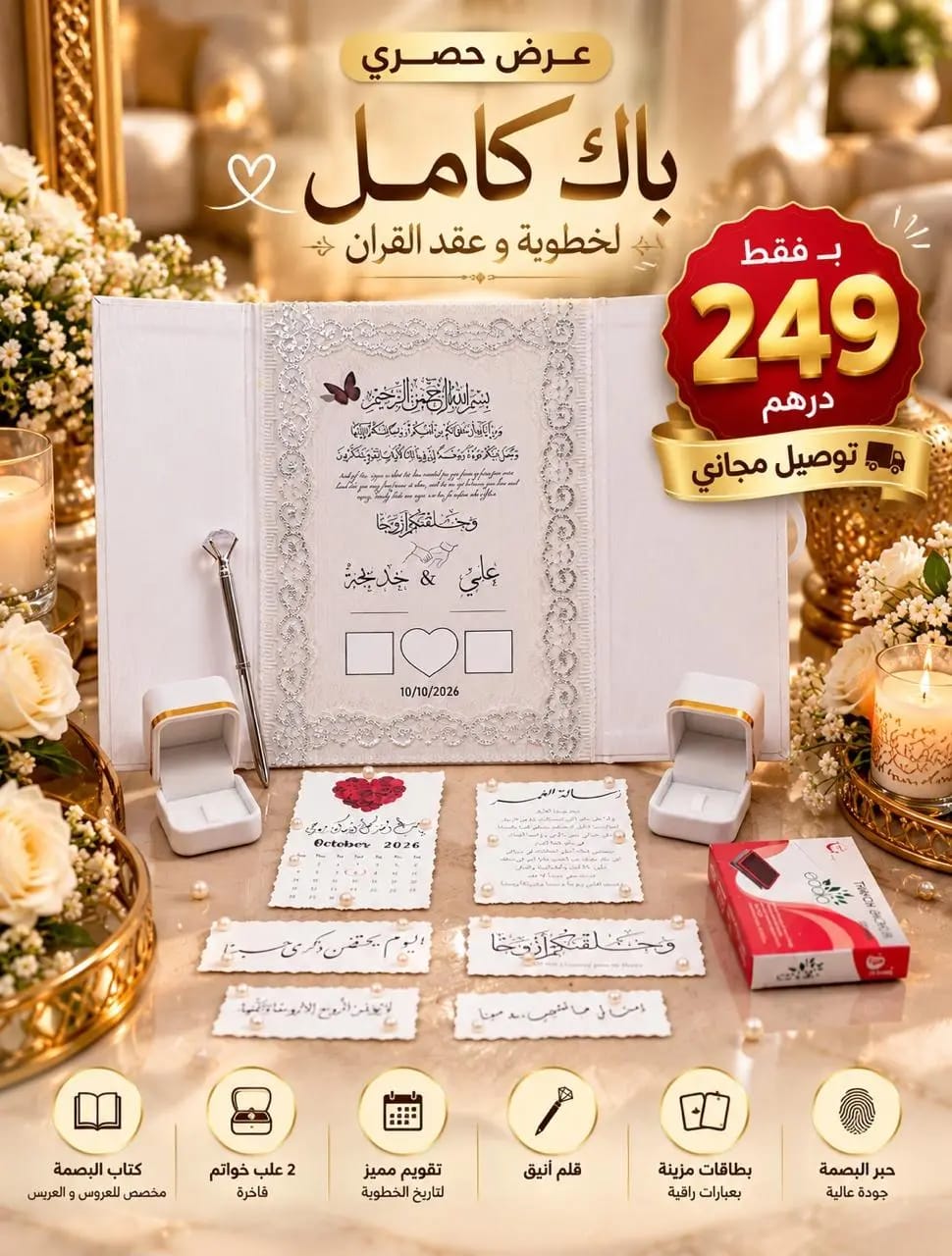 كتاب البصمة  مع علب الخواتم 