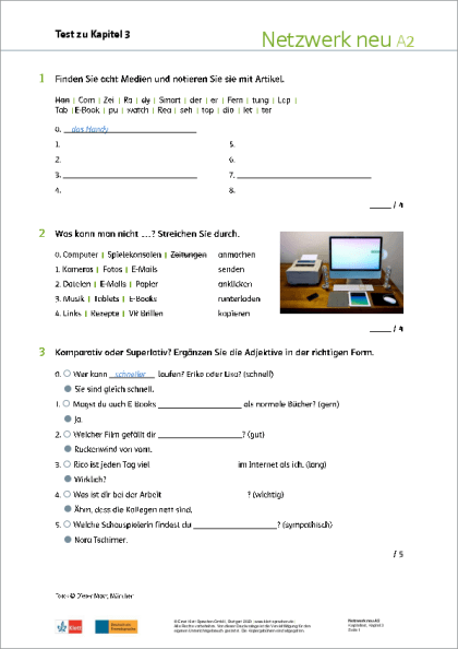 Netzwerk Neu A2 1 Pdf Netzwerk neu A2 / Lektionstests (PDF) - derdieDaF-Portal
