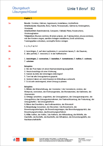 Linie 1 Beruf B2 Kurs Und übungsbuch Lösungen Linie 1 Beruf Basiskurs B2 – Lösungen zum Kursbuch - derdieDaF-Portal