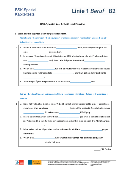 Linie 1 Beruf B2 L sungen Zu Den BSK Spezial Kapiteltests DerdieDaF Linie 1 Beruf B2 L sungen Zu Den BSK Spezial Kapiteltests DerdieDaF