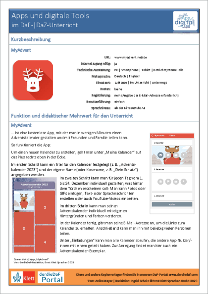 App-Beschreibung MyAdvent