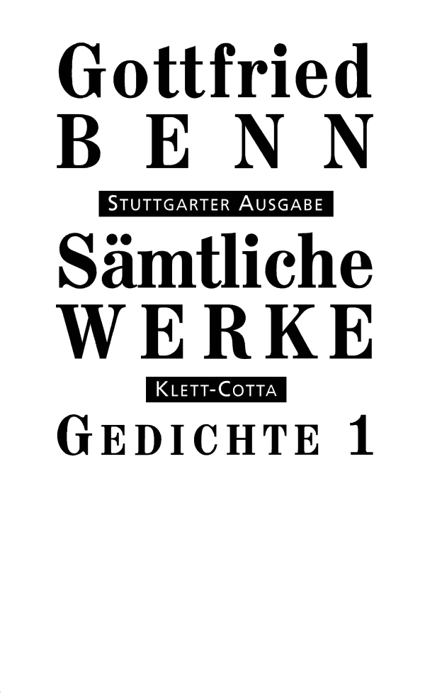 Sämtliche Werke - Stuttgarter Ausgabe. Bd. 1 - Gedichte 1