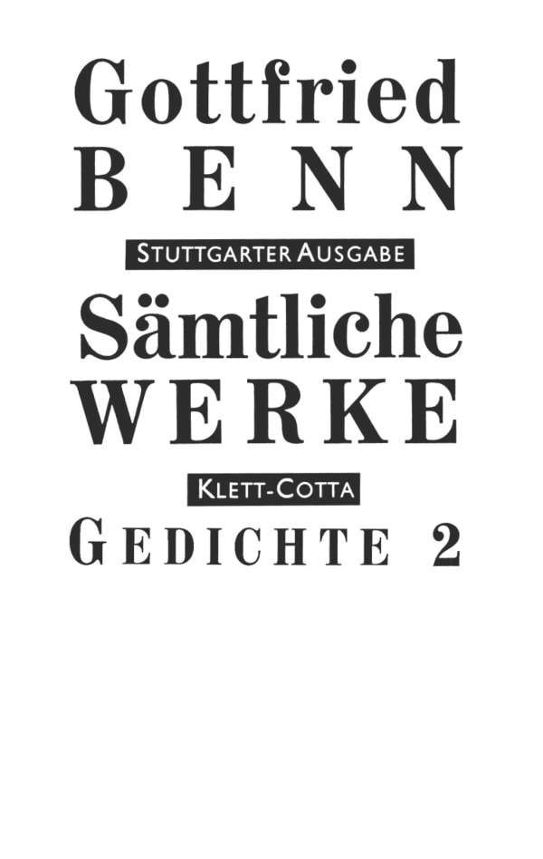 Sämtliche Werke - Stuttgarter Ausgabe. Bd. 2 - Gedichte 2