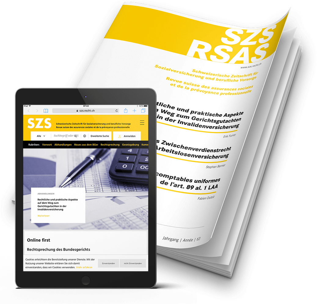 Cover und Tabletansicht Zeitschrift SZS