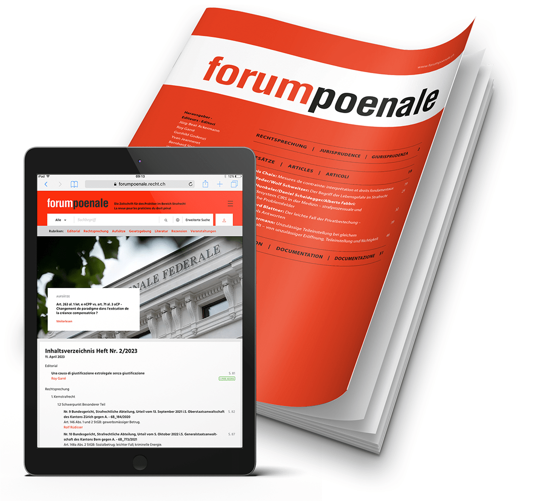 Cover und Tabletansicht Zeitschrift forumpoenale