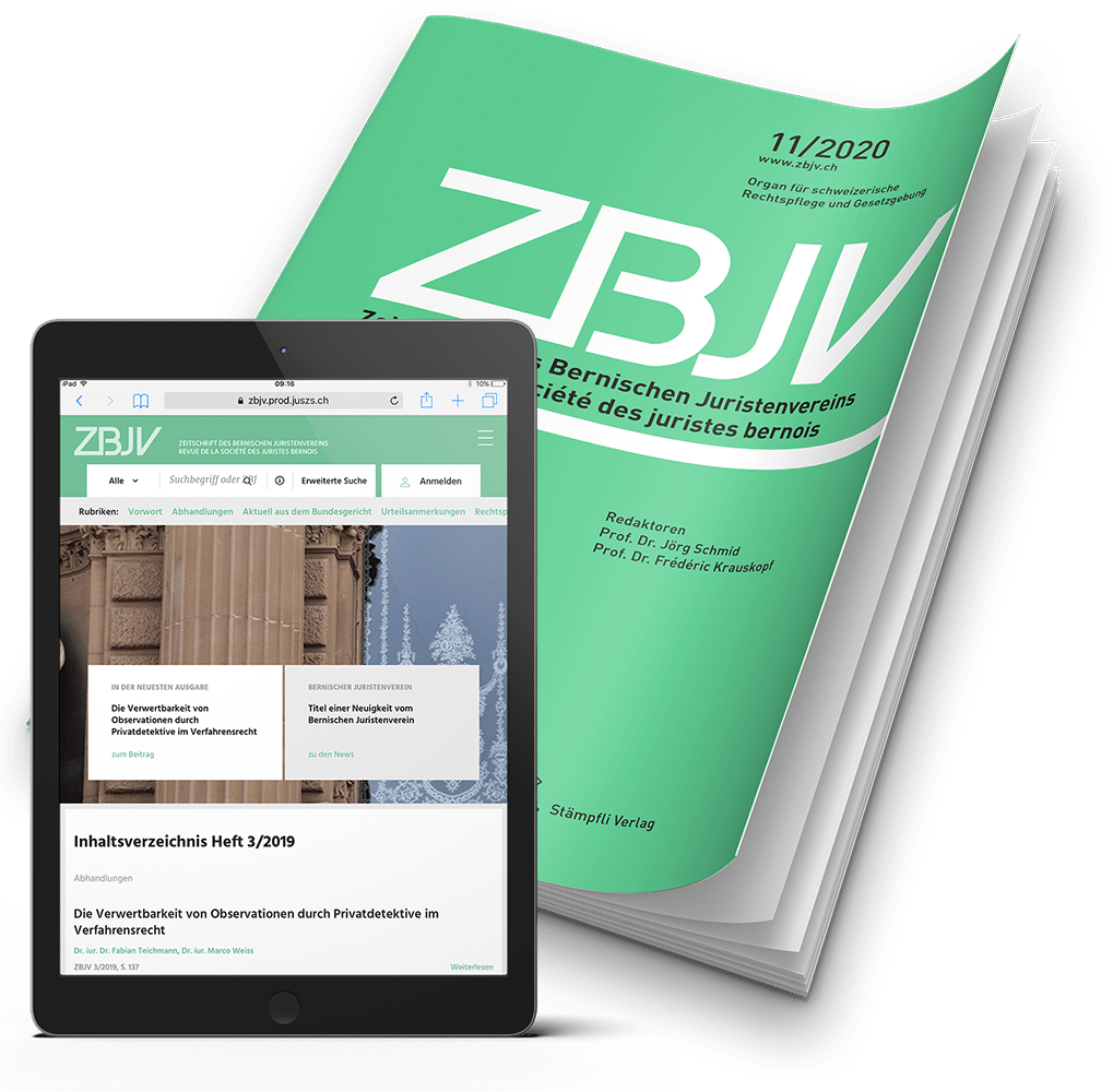 Cover und Tabletansicht Zeitschrift ZBJV