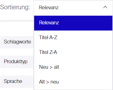 Sortierungsmöglichkeit Suche Onlineshop Stämpfli Verlag