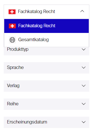 Sortierungsmöglichkeit Fachkatalog Recht