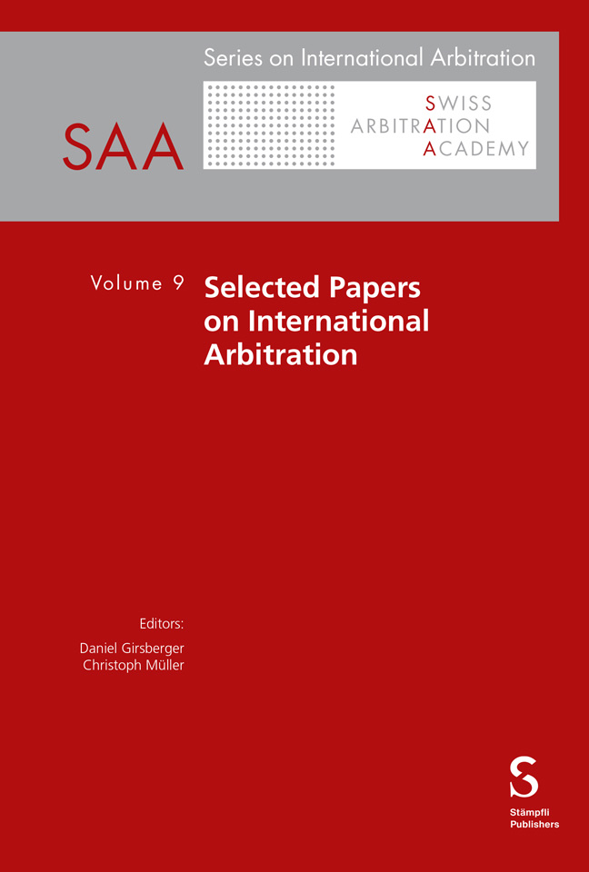 Cover Buchreihe Series on International Arbitration SAA Cover Buchreihe Series on International Arbitration SAA