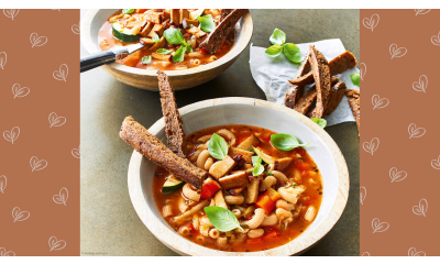 Bild zu Rezept für Minestrone mit Tofuspeck und Vollkorn-Croûtonsticks