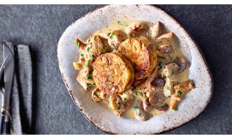 Rezept für Schwammerlragout mit Brezenknödeln Rezept für Schwammerlragout mit Brezenknödeln