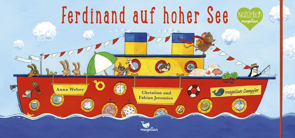 Cover Ferdinand auf hoher See Wimmelbuch Bilderbuch von Anna Weber, Fabian und Christian Jeremies