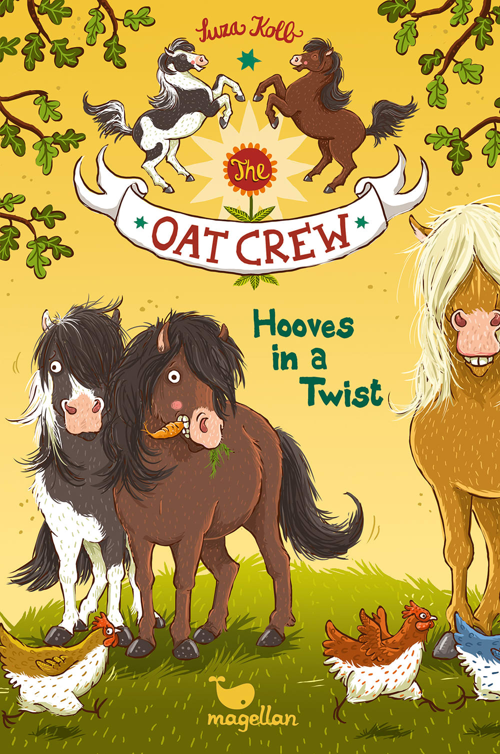 Cover Oat Crew Band1 Hooves in a twist Englisch Pferdebuch von Suza Kolb