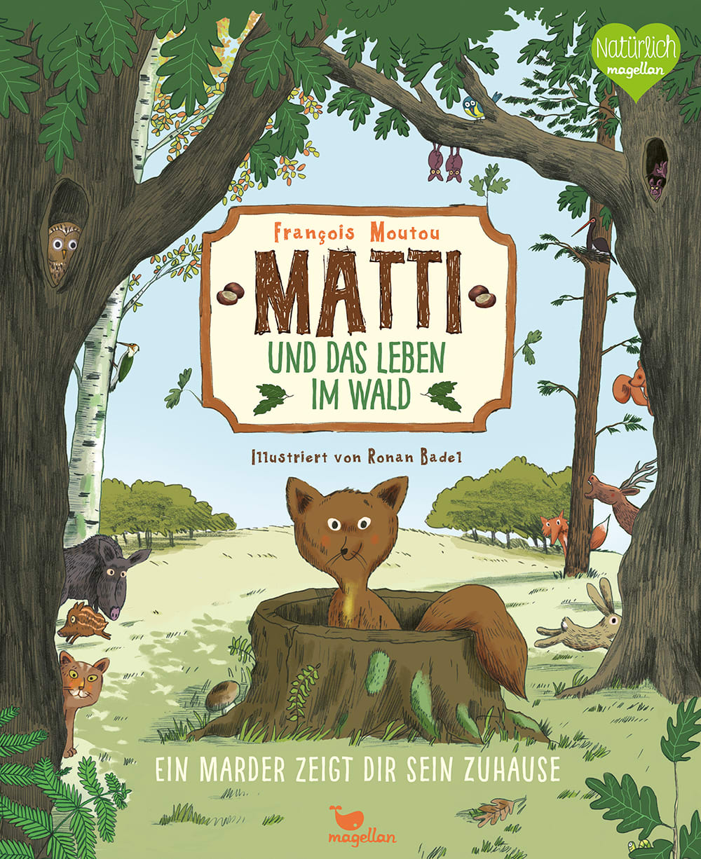 Cover Matti und das Leben im Wald Ein Marder zeigt dir sein Zuhause Sachbilderbuch von François Moutou und Ronan Badel 