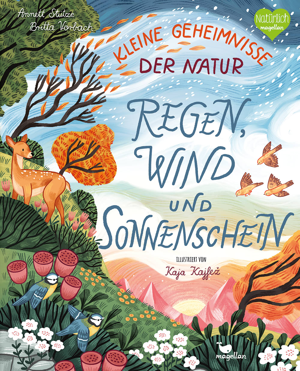 Cover, Berge voller Natur, Bäume dir im Wind wehen, Tiere, ein Reh, Vögel, Blumen