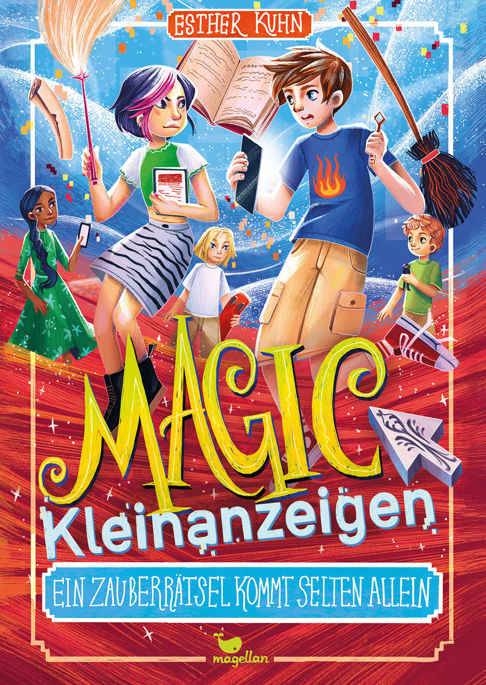 Cover, ein Mädchen und ein Junge umgeben von magischen Gegenständen