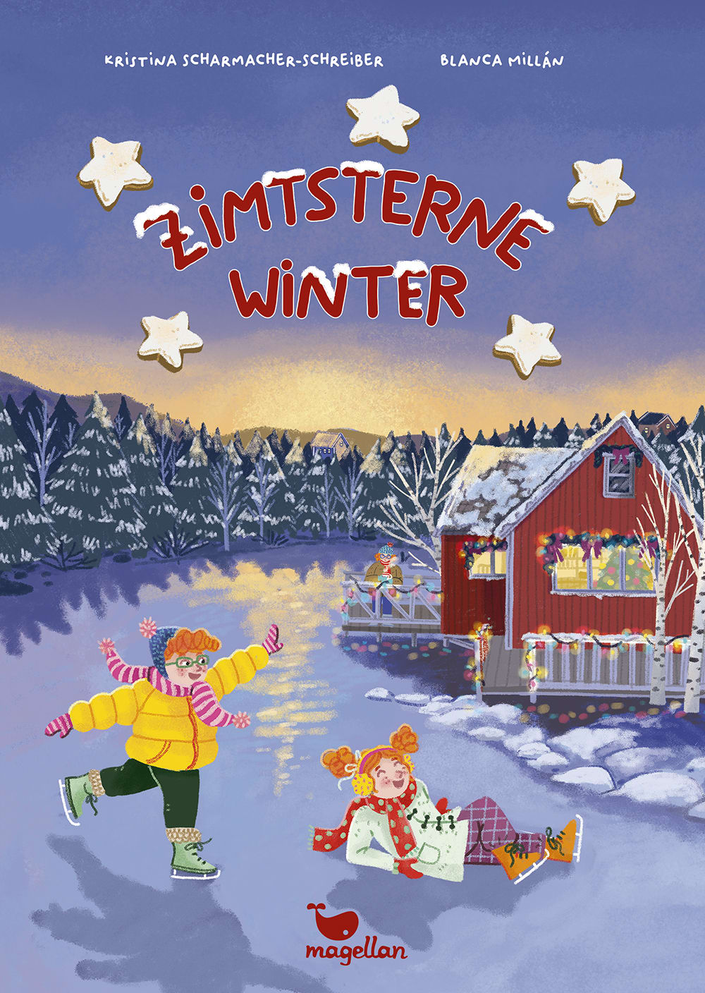 Cover, zwei Kinder fahren Schlittschuhe in Schweden