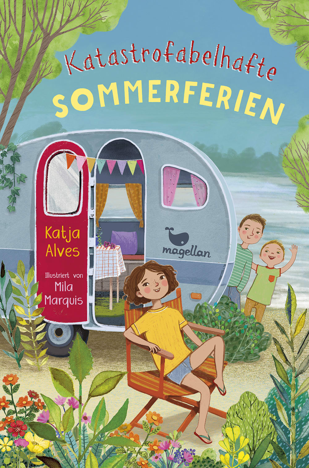 Cover, ein Mädchen sitzt auf einem Stuhl vor einem Wohnwagen