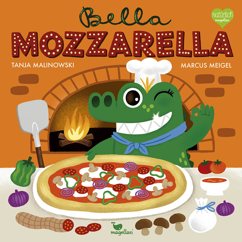 Cover, ein Krokodil macht Pizza